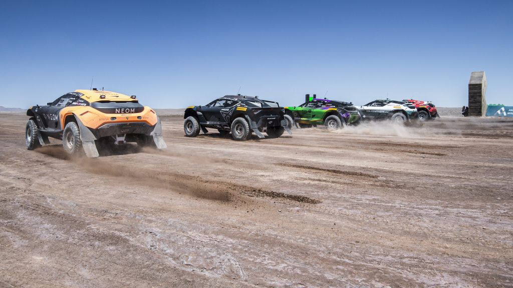 Emma Gilmour (NZL) / Tanner Foust (USA), NEOM McLaren Extreme E Klara Andersson (SWE) / Nasser Al-Attiyah (QAT), Abt Cupra XE Cristina Gutierrez (ESP) / Sebastien Loeb (FRA), Team X44 Sara Price (USA) / Kyle Leduc (USA), Chip Ganassi Racing Laia Sanz (ESP) / Carlos Sainz (ESP), Acciona | Sainz XE Team